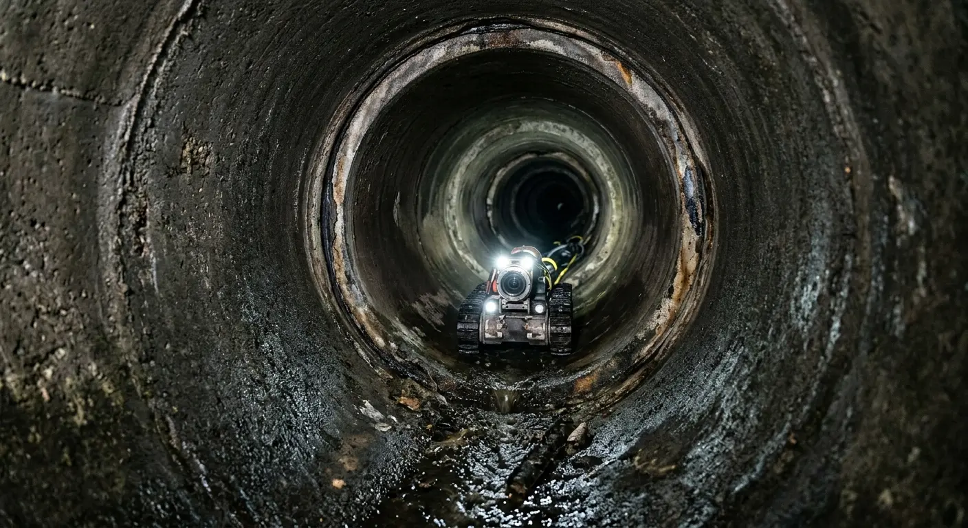 Robotic sewer camera inspecting pipe interior for Sewer Line Cleaning in Asbury Park